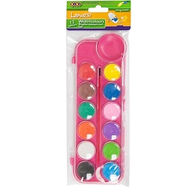 Фарби аквар. 12 кол., пласт./кор., з/п., рожевий - 1 - smarttoys.com.ua