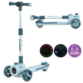 Самокат JR3-135-GR метал+пластик,3 колеса ПУ,2передніх 125мм,1 заднє 90мм,світло,муз.,підніжка,бат., - 1 - smarttoys.com.ua