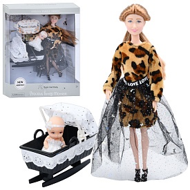 Лялька A793-1 шарнірна, з донькою (пупс), кроватка, кор., 29-37-8,5 см. - 1 - smarttoys.com.ua