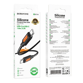 Кабель USB Borofone BX114 Silicone Type-C to Type-C 60W (Чорний) - 1 - smarttoys.com.ua