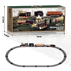 Залізниця 20-2 130-78 см., локомотив, 3 вагони, пара/дим, муз., світло, бат., кор., 60-27,5-7 см. - 1 - smarttoys.com.ua