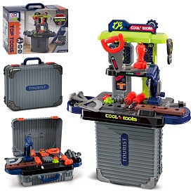 Стіл з інструментами 008-302A молоток, пила, гайк.ключ, викрутки, чемодан/карт.обг., 23,5-19,5-9 см. - 1 - smarttoys.com.ua