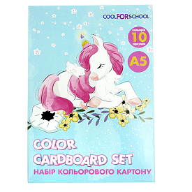 Картон кольоровий, 10 аркушів, А5, односторонній , COOLFORSCHOOL - 1 - smarttoys.com.ua