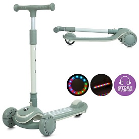 Самокат JR3-128-M мет.+пласт., 3 кол.PU,2 пер.120мм,задн.90мм,кермо,муз.,світло,бат.,кор.,68-36-16см - 1 - smarttoys.com.ua