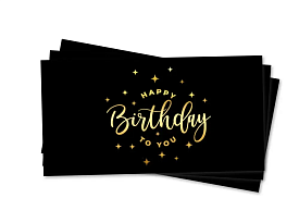 Конверт для грошей "Happy Birthday Stars золоте тиснення на чорному" - 1 - smarttoys.com.ua