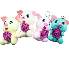 Брелок Свинка с розочкой - 1 - smarttoys.com.ua