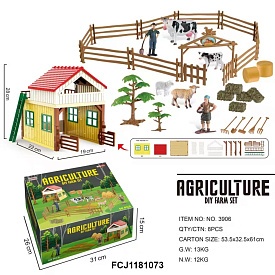 Фермерський набір 3906 тварини 5шт, фігурки 2шт, будівля, паркан, дерева,садові інстр,50дет.,кор.,31 - 1 - smarttoys.com.ua