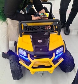Джип M 6324EBLR-6 2,4G радіокер., 1*12V7AH, 4*35W,USB, TF, EVA, шкіра, музика, світло, жовтий - 1 - smarttoys.com.ua
