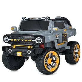 Джип M 5821EBLR-11(24V) радіокер., 2,4G, 1*24V8AH, 4*45W, MP3, TF,USB,BT,EVA,муз.,світло,шкіра,сірий - 1 - smarttoys.com.ua