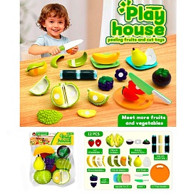 Продукти 66-22K  на липучці, фрукти, дошка, ніж, посуд, у пакеті, 23,5-26-5,5см - 1 - smarttoys.com.ua