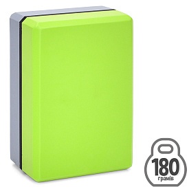 Блок для йоги MS 0858-17-GR EVA, 23-15-7,5см, сіро-зелений, 180-200г - 1 - smarttoys.com.ua