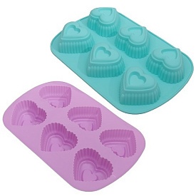 Форма силікон для кексів "Сердечко" 6 шт/л 25.5*17*4 см MH-3014 (120шт) - 1 - smarttoys.com.ua