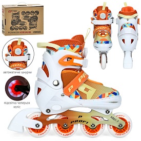 Ролики A4156-M-OR (35-38)розсувні,шнурівка+бакля,алюм.рама,ABEC-7,колеса ПУ 70мм,устілка21см.,світло - 1 - smarttoys.com.ua