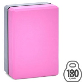 Блок для йоги MS 0858-17-P EVA, 23-15-7,5см, сіро-рожевий, 180-200г - 1 - smarttoys.com.ua