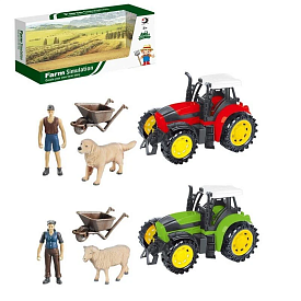 Трактор 1228-16 (60/2) 2 види, флоксова тваринка, фігурка людини, рухомі руки, довжина трактора 17 см, інерція, в коробці ВИДАЄТЬСЯ МІКС ВИДІВ - 1 - smarttoys.com.ua