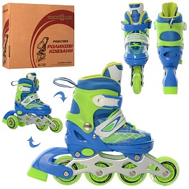 Ролики A 4140-XS-BL(27-30) розсув., шнур.+бакля, ал.рама,кол.ПУ64мм,1світло,комбо,синьо-зелений,кор. - 1 - smarttoys.com.ua