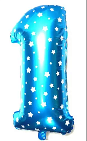 Фольгована цифра "1" блакитна, висота 65 см - 1 - smarttoys.com.ua