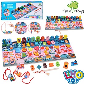 Дерев'яна іграшка Багатофункціональна дошка MD 0816 (20шт) ігрове поле 45-18см, цифри, транспорт, тварини, слова(УКР), шнурівка, риболовля (магнитна,1вудка, рибки 6шт, фігурки-родина 8шт), в кор-ці, 46-18,5-4см - 1 - smarttoys.com.ua