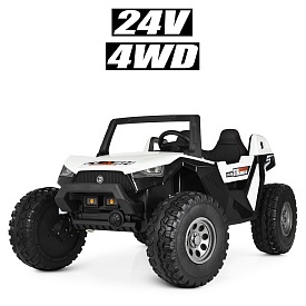 Джип M 4170EBLR-1 (24V) радіокер.2,4G, 4 мотори 76W, 2 акум.12V7AH,кол.EVA,MP3,USB,шкіра,конд.,білий - 1 - smarttoys.com.ua