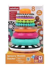 Пірамідка 250203-NI кільця 8шт. (текстурні, 1шт. брязкальце), кор., 13,5-20,5-14,5 см. - 1 - smarttoys.com.ua