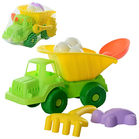 Набір для пісочниці HG-861 машинка, граблі, лопатка, формочки, сітка, 25-14-14 см. - 1 - smarttoys.com.ua