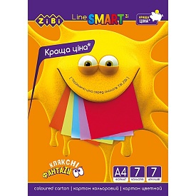 /Картон кольоровий, А4, 7 кольорів - 7 аркушів, 200г/м2, SMART Line - 1 - smarttoys.com.ua