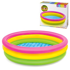Басейн 57412 круг, 2+, 3 кільця, захід сонця, 131л, надувне дно, ремкомплект, кор.,114-25 см. - 1 - smarttoys.com.ua