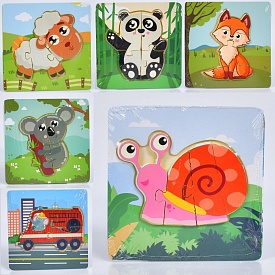 Дерев'яна іграшка Пазли MD 1350 мікс видів, кул., 10-10-0,5 см. - 1 - smarttoys.com.ua