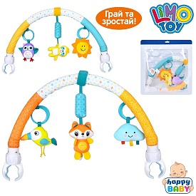 Підвіска HB 0071 AB дуга на коляску, підвіски, пискавка, дзеркало, плюш, 2 види,муз.,кул.,38-37-6см. - 1 - smarttoys.com.ua