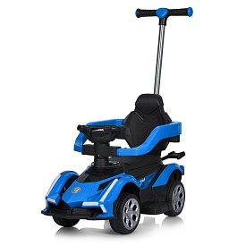 Машина M 5781EBLR-4 2,4G, 3в1(кат.-толокар,бат.ручка)1*6V4AH,1*18W,USB,ВТ,муз,світло,шкіра,блакитний - 1 - smarttoys.com.ua