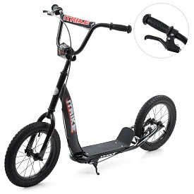 Самокат SR 2-043-2-B дорослий, сталь, 2кол.-гума 14д, підніжка28-11см., ручне гальмо, чорний. - 1 - smarttoys.com.ua