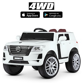 Джип M 4837EBLR-1 радіокер.2,4G, 1акум.12V7AH, 4 мотори 25W, USB, EVA, шкіра, муз., світло, білий. - 1 - smarttoys.com.ua