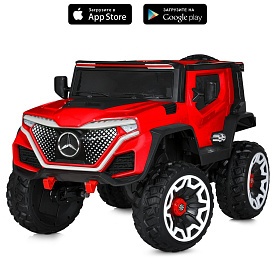 Джип M 5912EBLR-3 радіокер. 2,4G, 1*12V10AH, 4*25W, MP3, USB, TF, EVA, шкіра, муз., світло, червоний - 1 - smarttoys.com.ua