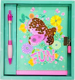 Блокнот на замочку з ручкою 190x200x25mm, 70g, 56 л, Метелик Забава - 1 - smarttoys.com.ua