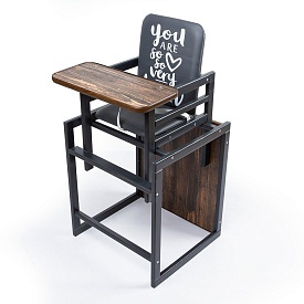 Стільчик Graphite мангрове дерево для годування, трансформер, 2-х точ. ремені, чорний+коричневий. - 1 - smarttoys.com.ua