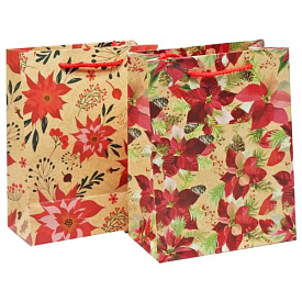 Пакет паперовий MEDIUM Poinsettia 17,8x9,8x22,9, 210gsm , асорті - 1 - smarttoys.com.ua