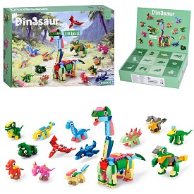 Конструктор 9106K12 динозавр 2в1, адвент-календар, набір динозаврів, 12в2, в кор-ці, 24,5-18,5-5см - 1 - smarttoys.com.ua