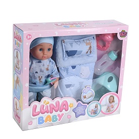 Пупс AKG-0066 п'є-пісає, горщик, пляшечка, соска, брязкальце, подушка, ковдра, кор., 37-2,5-10,5 см. - 1 - smarttoys.com.ua