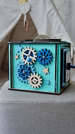 Бізікуб 15х15х15 см з дзеркалом бірюзовий - 6 - smarttoys.com.ua