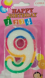 Свічка цифра "9" - 1 - smarttoys.com.ua