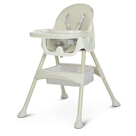 Стільчик M 4136-2 Ice Gray для годування, складаний, 5-ти точ. рем., екошкіра, сірий,кор.,95-76-61см - 1 - smarttoys.com.ua