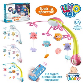 Карусель HB 0006 ABCD на ліжечко,дист.кер.(ІЧ),підвіски 4шт.,муз.(укр.),світло,4 кольори,бат.,кор.,6 - 1 - smarttoys.com.ua