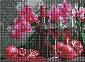 Набір з алмазною мозаїкою "Вино та орхідеї" 30х40см - 1 - smarttoys.com.ua