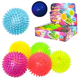 М'яч масажний MS 1137-3 пискавка, 12 шт. (6 кольорів) в диспл., світло, бат. (табл.),  34-25-9 см. - 1 - smarttoys.com.ua