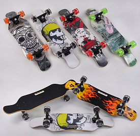 Скейт С 32024 (6) 6 видів, колеса світяться PU d = 6см, 6 шарів канадського клена, підшипники ABEC-9, дека з ручкою - 1 - smarttoys.com.ua