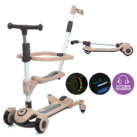 Самокат JR3-127-BRN 5в1,метал+пластик, 3 колеса PU, 2пер120мм,задн 90мм,кермо рег.,муз.,світло,бат. - 1 - smarttoys.com.ua