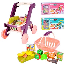 Возик KL22D-1-2-11 супермаркет, 2в1(корзина), продукти, 3 види, кор., 48,5-26-9,5 см. - 1 - smarttoys.com.ua