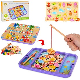 Дерев'яна іграшка Риболовля MD 1784 магнітна, 2в1 (гра-ходилка), вудочка 2шт., кор., 31-23-5см. - 1 - smarttoys.com.ua