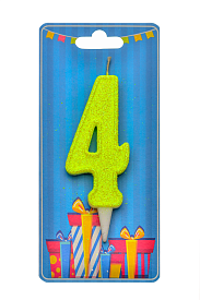 Свічка для торта  "Цифра 4" лимонна блиск - 1 - smarttoys.com.ua