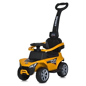 Каталка-толокар M 5764EL-6 батьків.ручка,кол.EVA,шкір.сид.,підставка для ніг,USB,муз.,світло,жовтий. - 1 - smarttoys.com.ua